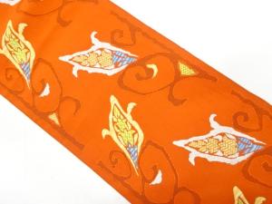 アンティーク　綴れ　花唐草模様織り出し名古屋帯（着用可）